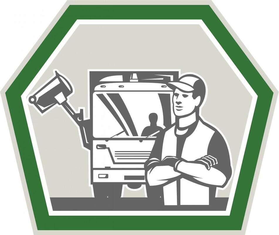 logo of a trash man at work